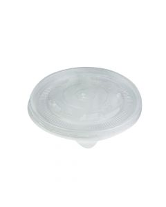 YOCUP 12 oz Translucent Plastic Flat Lid With Pin Hole For Cold/Hot Paper Food Containers - 1000/Case