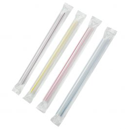 Yocup 7.75'' Light Blue Jumbo (6mm) Paper-Wrapped Plastic Straw w/ Flat Tip  - 6000/cs (10/600)