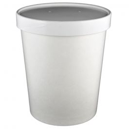 32oz White Paper Ice Cream Quart Container w/ Non Vented Lid 250ct