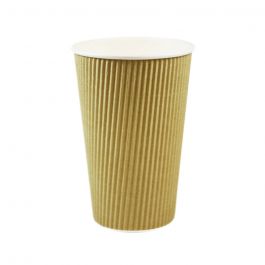 Sustain 16 oz Kraft Paper Coffee Cup - Compostable, Ripple Wall - 3 1/2 x  3 1/2 x 5 1/2 - 500 count box