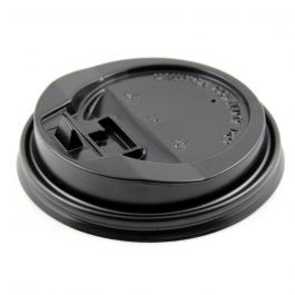 Paper Coffee Cups with Lids - 16 oz White with Black Sipper Dome Lids (90mm)