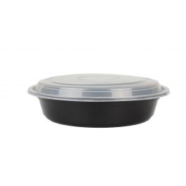 Yocup Company: Yocup 16 oz Black and Red Microwavable Plastic Bowl With  Clear Lid Combo - 1 case (300 set)