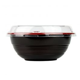 Yocup Company: TL 24 oz Black and Red Microwavable Plastic Bowl - 1 case  (300 piece)