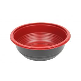 Yocup Company: Yocup 32 oz Black and Red Microwavable Teriyaki Bowl -  300/Case