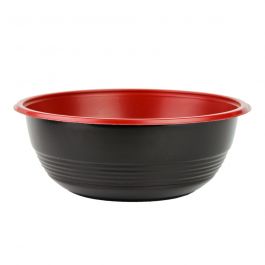 Yocup Company: TL 32 oz Black Diamond Pattern Plastic Bowl w/ Clear Lid  Combo - 1 case (150 set)