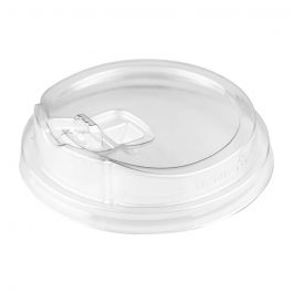 Yocup 12-24 oz Clear Plastic Dome Lid With Hole For PET Cups (98mm) - 1  case (1000 piece)